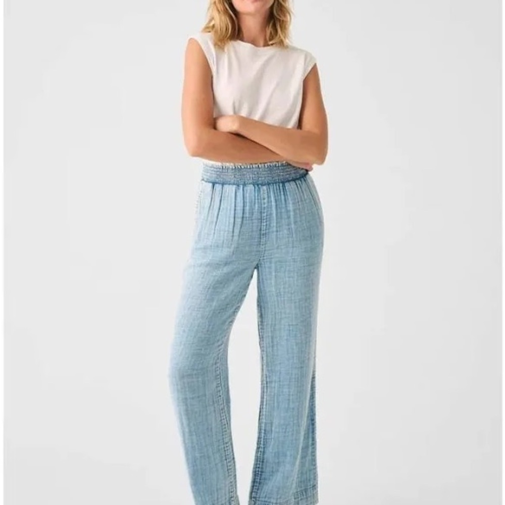 Faherty Wide leg Cotton Light Blue Women's Pants